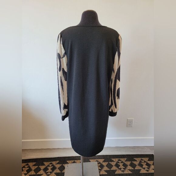 Emery Rose Sheath Dress Black Puff Sleeves Contemporary Office Old Money XL - Picture 4 of 9